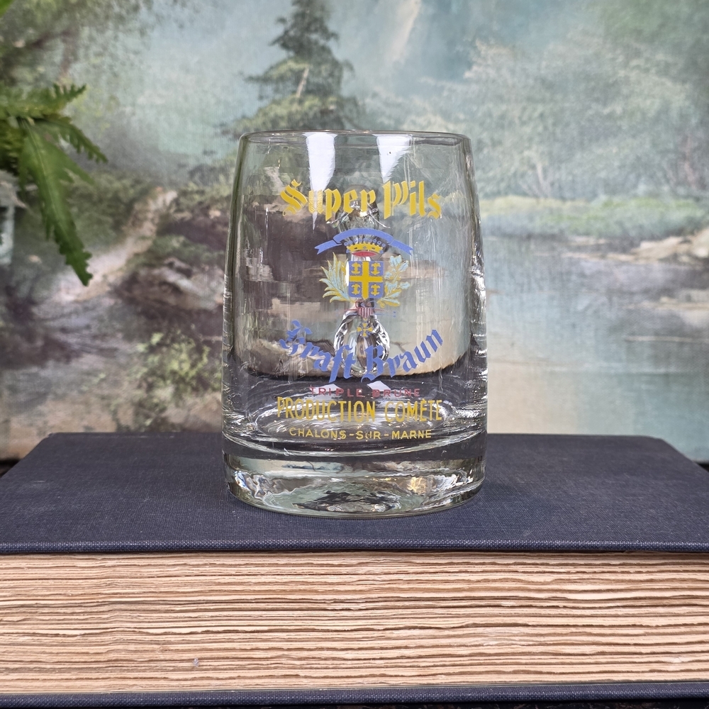 Vintage French Beer Mug Super Pils Kraft Bräun Châlons-sur-Marne Breweriana